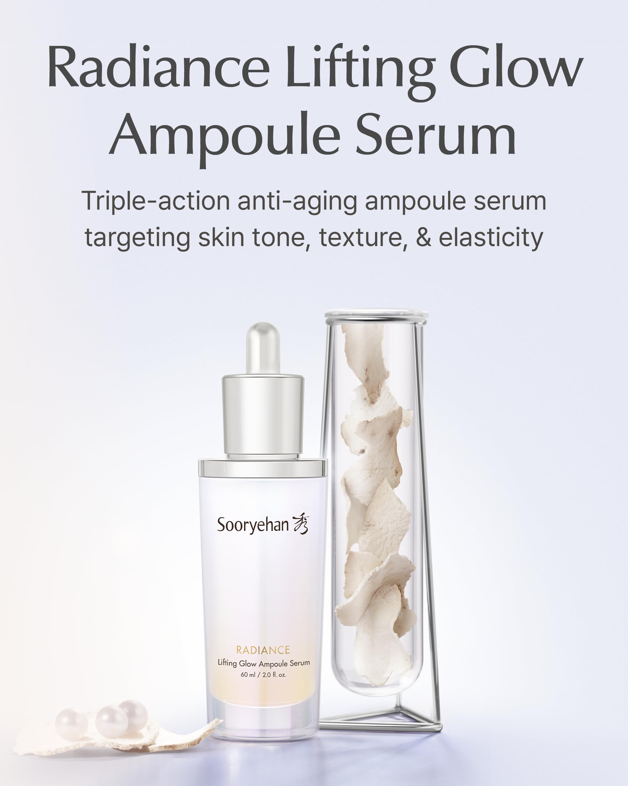 SOORYEHAN Lifting Ampoule Serum (2.02fl oz) - Triple-Action Anti-Aging Serum for Skin Tone, Texture, and Elasticity with 5% Niacinamide and Triple Collagen Blend