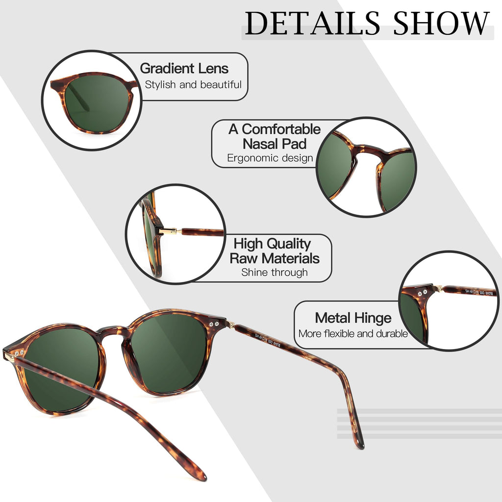 SIPHEW Classic Small Round Sunglasses for Men, Retro Sunglasses Polarized UV Protection Lens for Outdoor/Driving