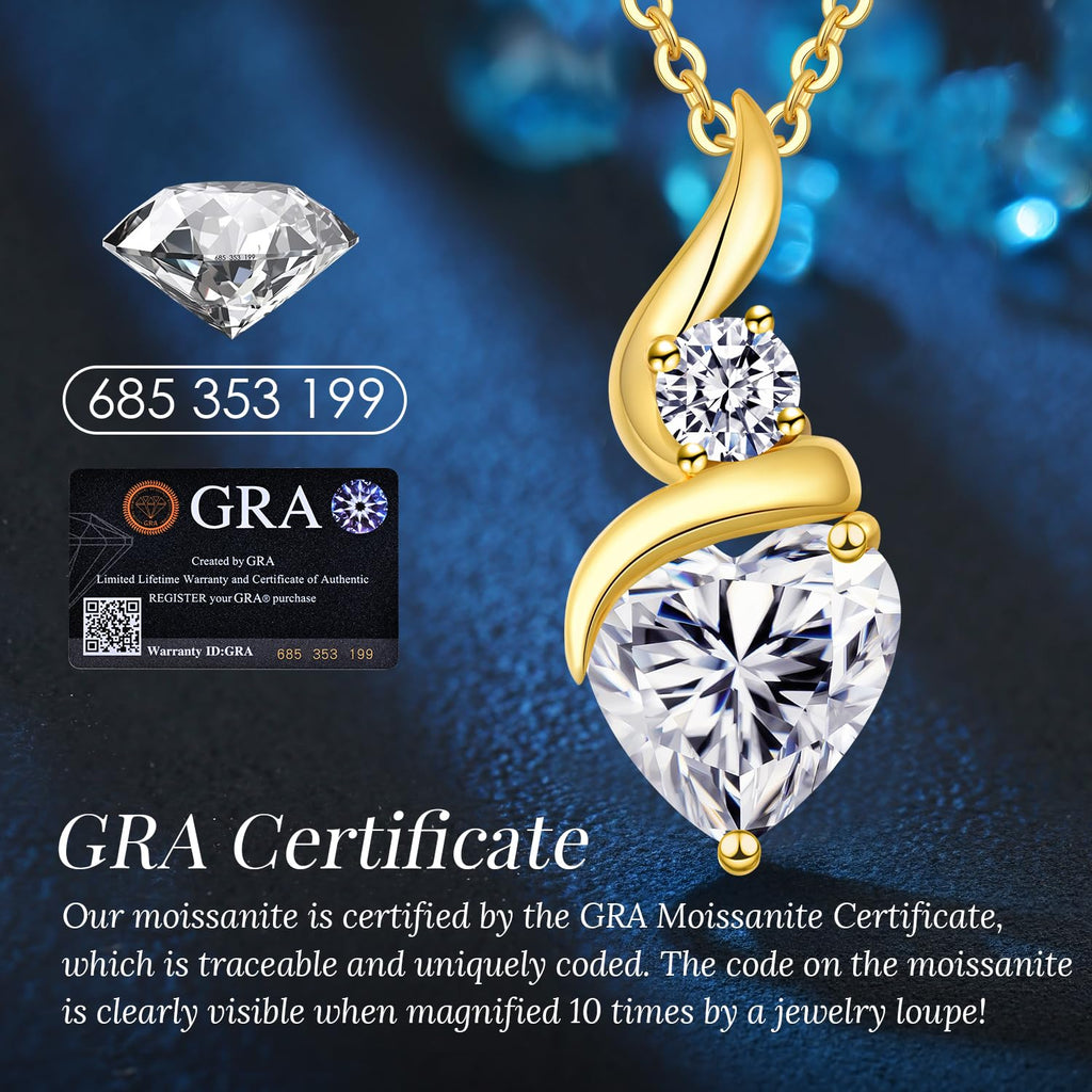 ANDSO Moissanite Necklaces for Women, 925 Sterling Silver Birthday Ideal Jewelry Gifts for Wife Girfriend Her (18K Gold-2 Carat)