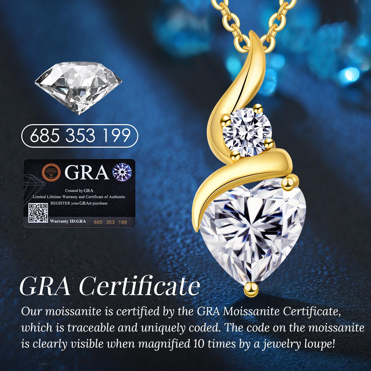 ANDSO Moissanite Necklaces for Women, 925 Sterling Silver Birthday Ideal Jewelry Gifts for Wife Girfriend Her (18K Gold-2 Carat)