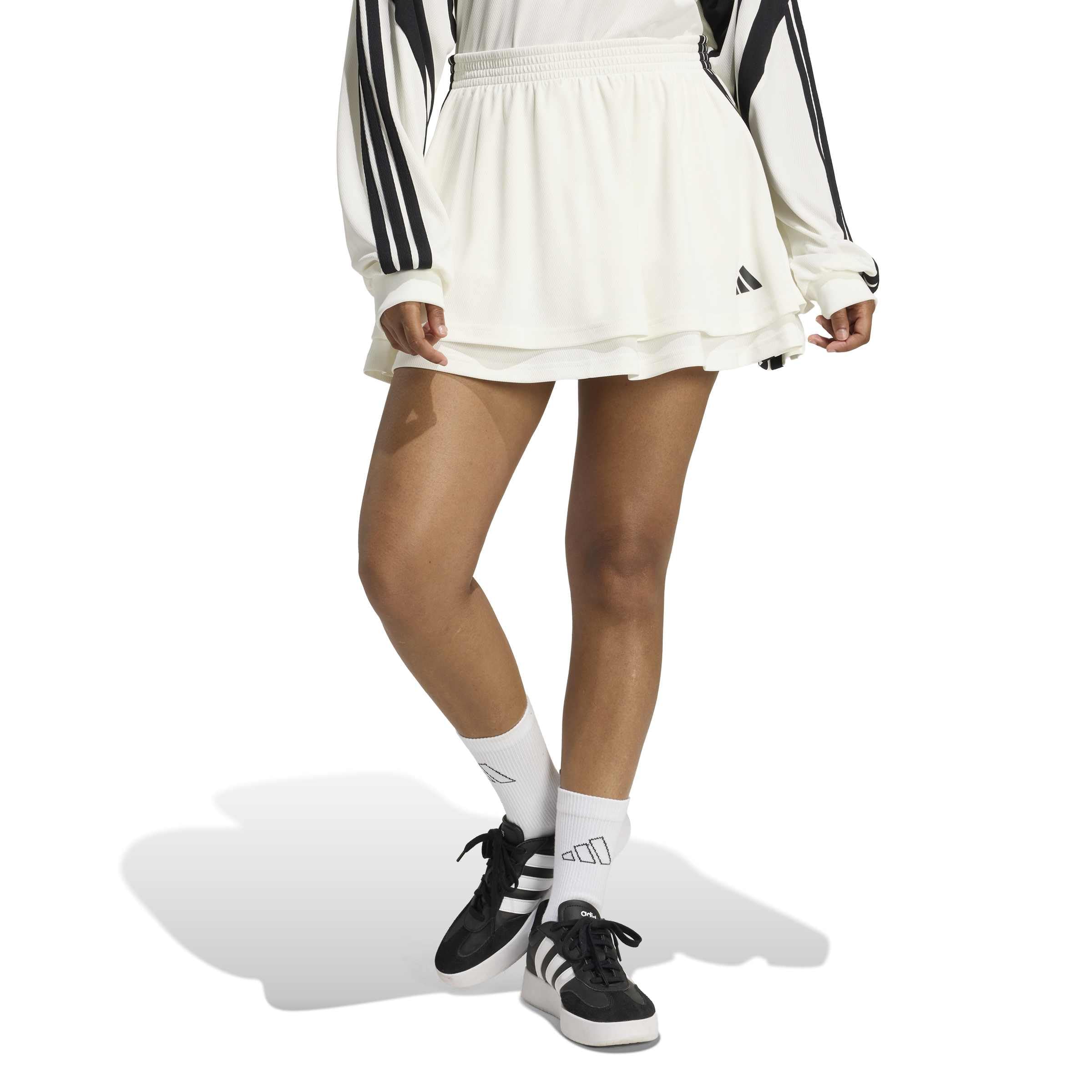 adidas Women's House of Tiro Mesh Skirt, Off White/Black, Medium