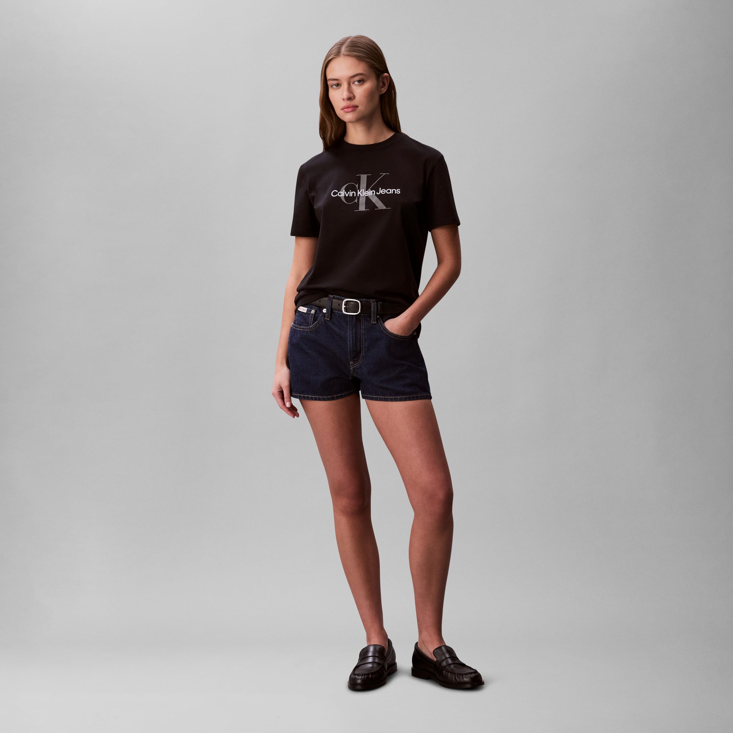 Calvin Klein Women's Monogram Logo Crewneck T-Shirt Black
