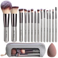 Travel Makeup Brush Set BS-MALL 14 Pcs with 1 Pcs Makeup Sponge – Essential Foundation Powder Concealers, Eye Shadows, Blush Makeup Brushes with Travel Makeup Case (Champagne)