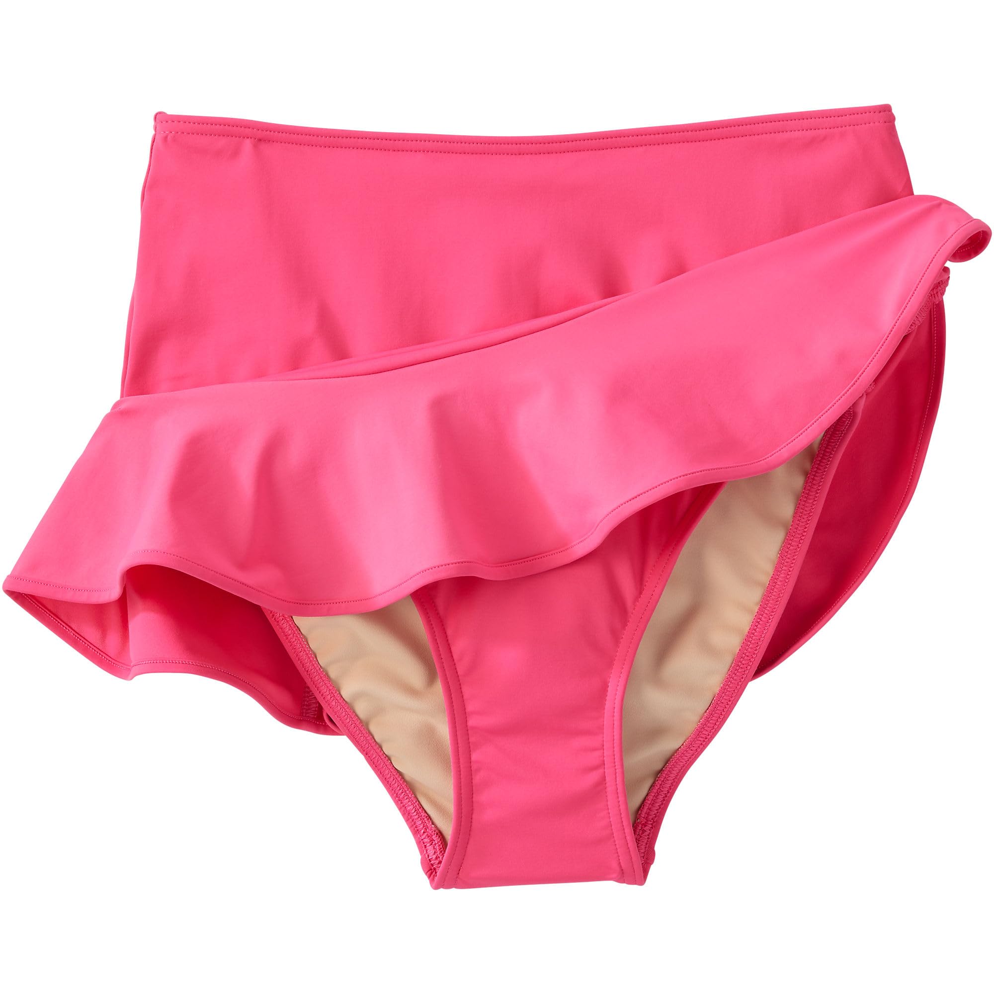 Lands' End Women's Ruffle Hem Mini Swim Skirt 2 Pink Azalea