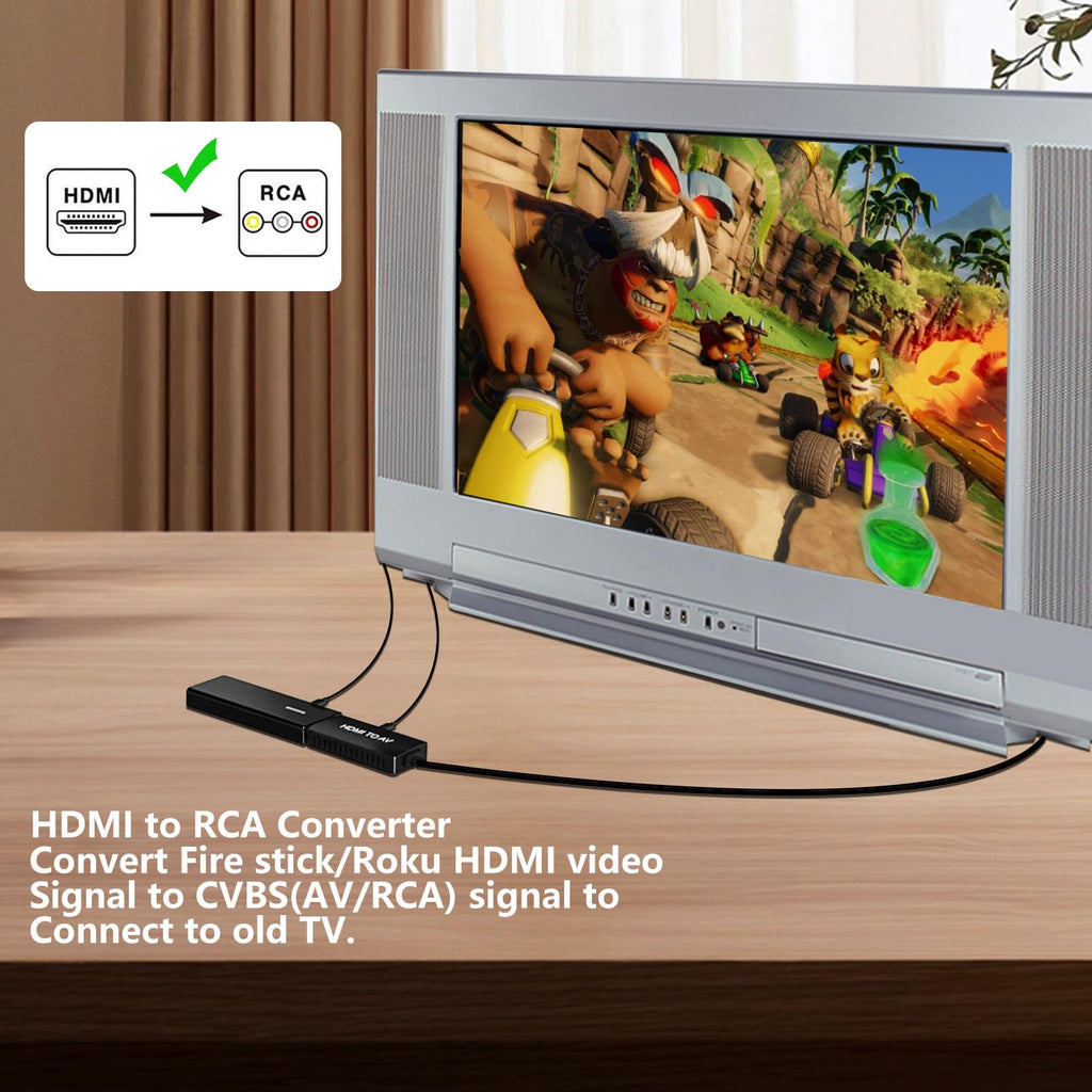 Dingsun HDMI to RCA Converter Adapter HDMI to Older TV Adapter for Apple TV, Roku, Fire Stick, DVD, Blu-ray Player ect.