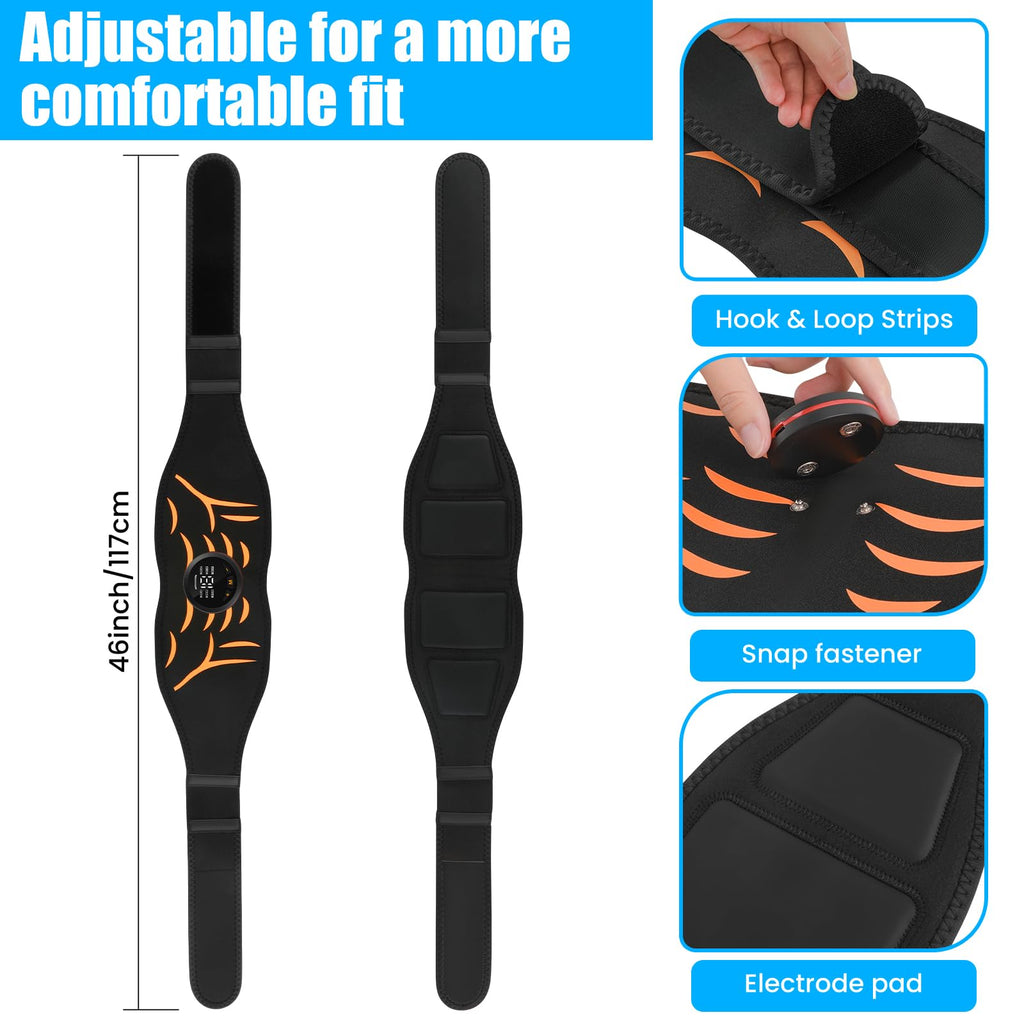 JUMPER Electronic Muscle Stimulator, ABS Stimulator, Ab Toning Belt Muscle Toner, Fitness Strength Training Workout Equipment for Men Women Black