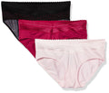 Warner's womens Blissful Benefits No Muffin Hipster Panties, Pink/Sangria/Black Red Dot, X-Large US , Pack of 3