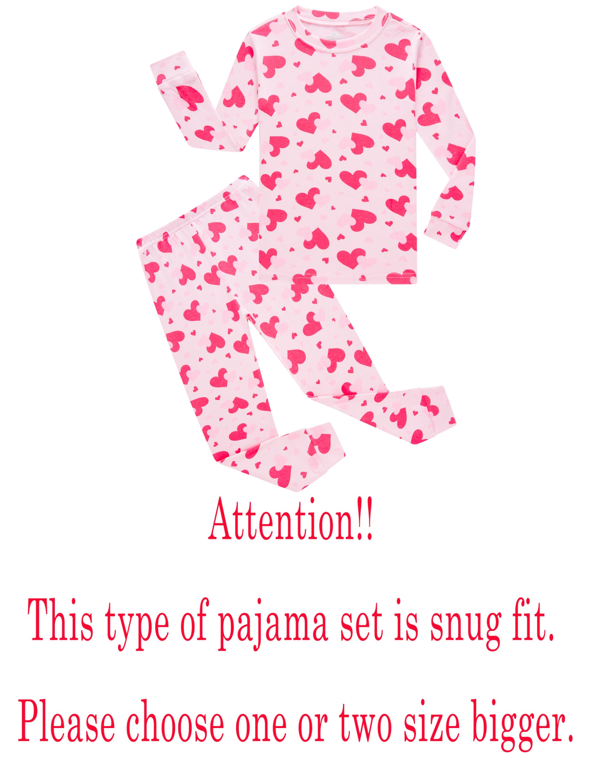 Family Feeling Little Girls Pajamas Valentines Day Long Sleeve Love Cotton Pyjamas Pink Kid Pjs Size 5