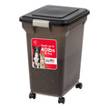 IRIS USA Airtight Dog Food Storage Container, WeatherPro, Up to 40 lbs, Removable Wheels, for Dog Cat Bird and Other Pet Food Storage Bin, Keep Fresh, Translucent Body, Made in USA, Smoke/Black