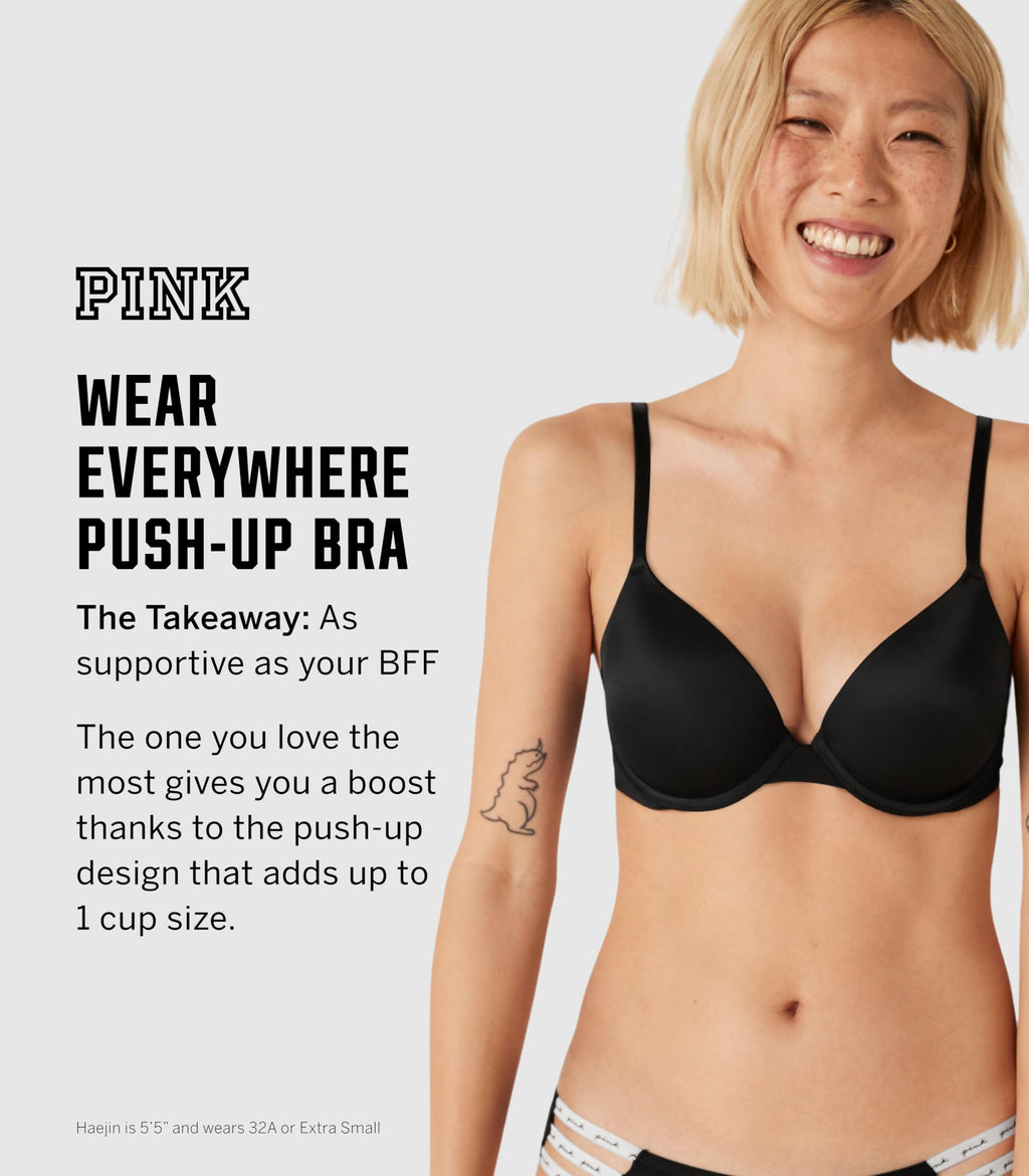 Victoria's Secret Pink Wear Everywhere Push Up Bra, Bras for Women, Pink Tulip, 36B