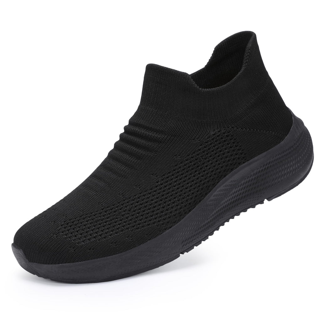 Womens Slip on Walking Shoes Comfort Lightweight Breathable Sock Shoe Non-Slip Mesh Casual Fashion Tennis Running Sneakers Black