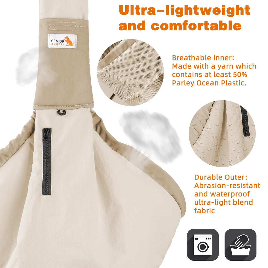 Dog Carrier Sling,Dog Carriers for Small Dogs & Cats Up to 20lbs,Puppy Carrying Backpack Pet Purse with Pockets,Adjustable Shoulder Strap,Hands Free for Travel (Beige)