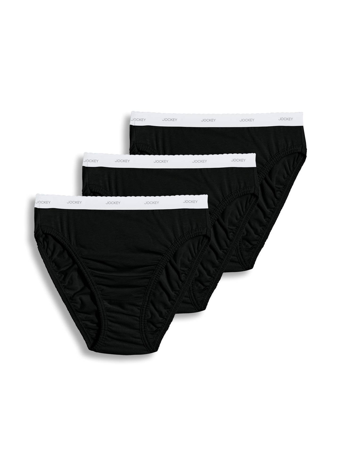 Jockey Women's Underwear Plus Size Classic French Cut - 3 Pack, Black, 9