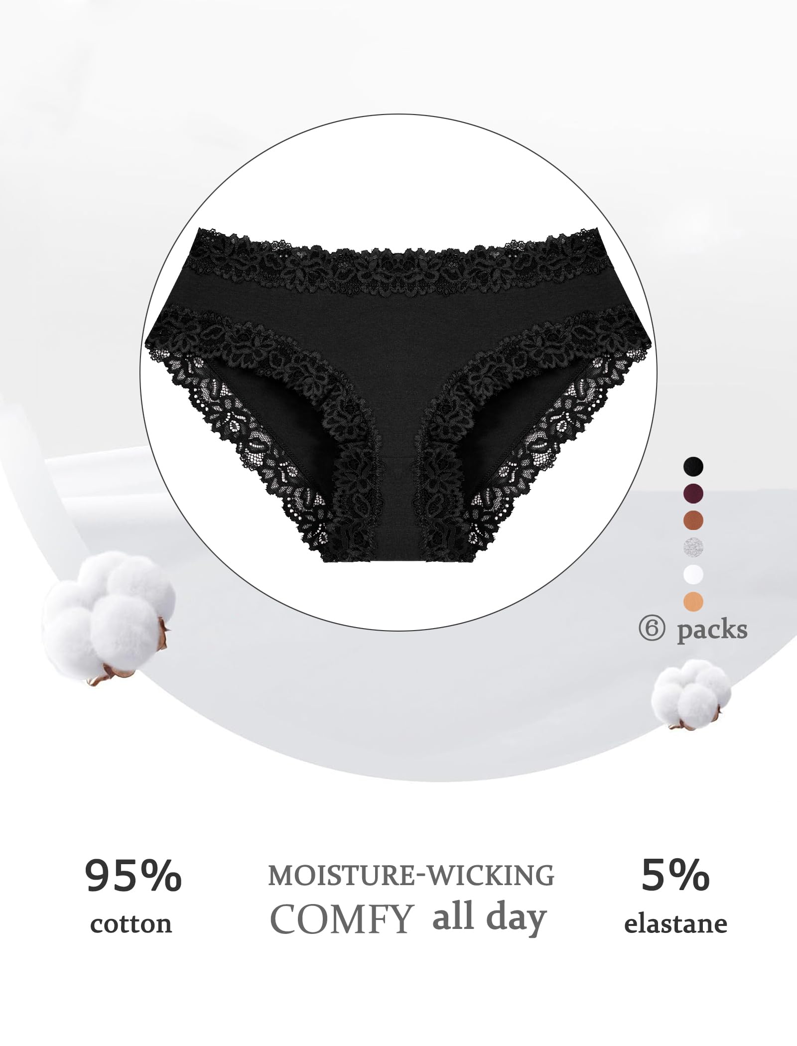 ALL OF SHE Womens Cotton Underwear Cheeky Lace Bikini Panties Sexy Briefs Ladies Essentials Clearance Today Sales Deals Haul