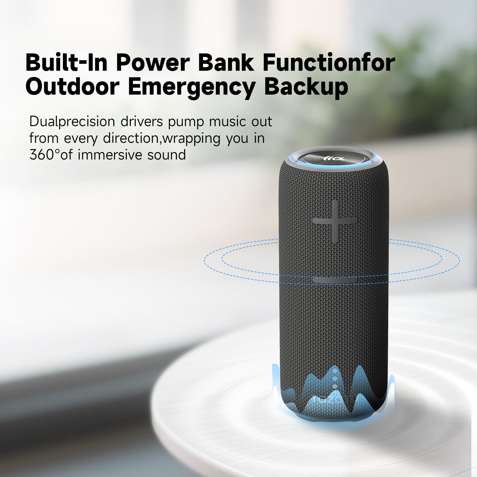 TAZATA Portable Bluetooth Speaker, 30W 360° Surround Sound IPX7 Waterproof Wireless Golf Speakers,Outdoor Loud TWS Speaker for Beach,Party,Camping,Birthday Valentines Gifts