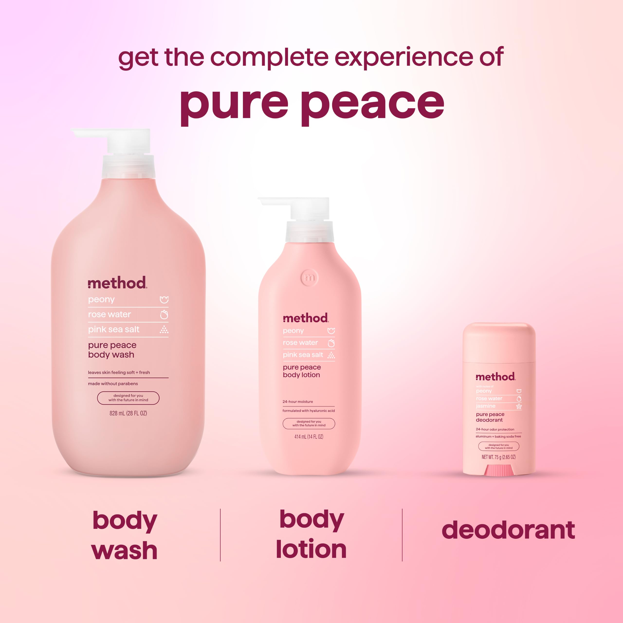 Method Body Wash, Pure Peace, Paraben and Phthalate Free, 28 oz (Pack of 1)