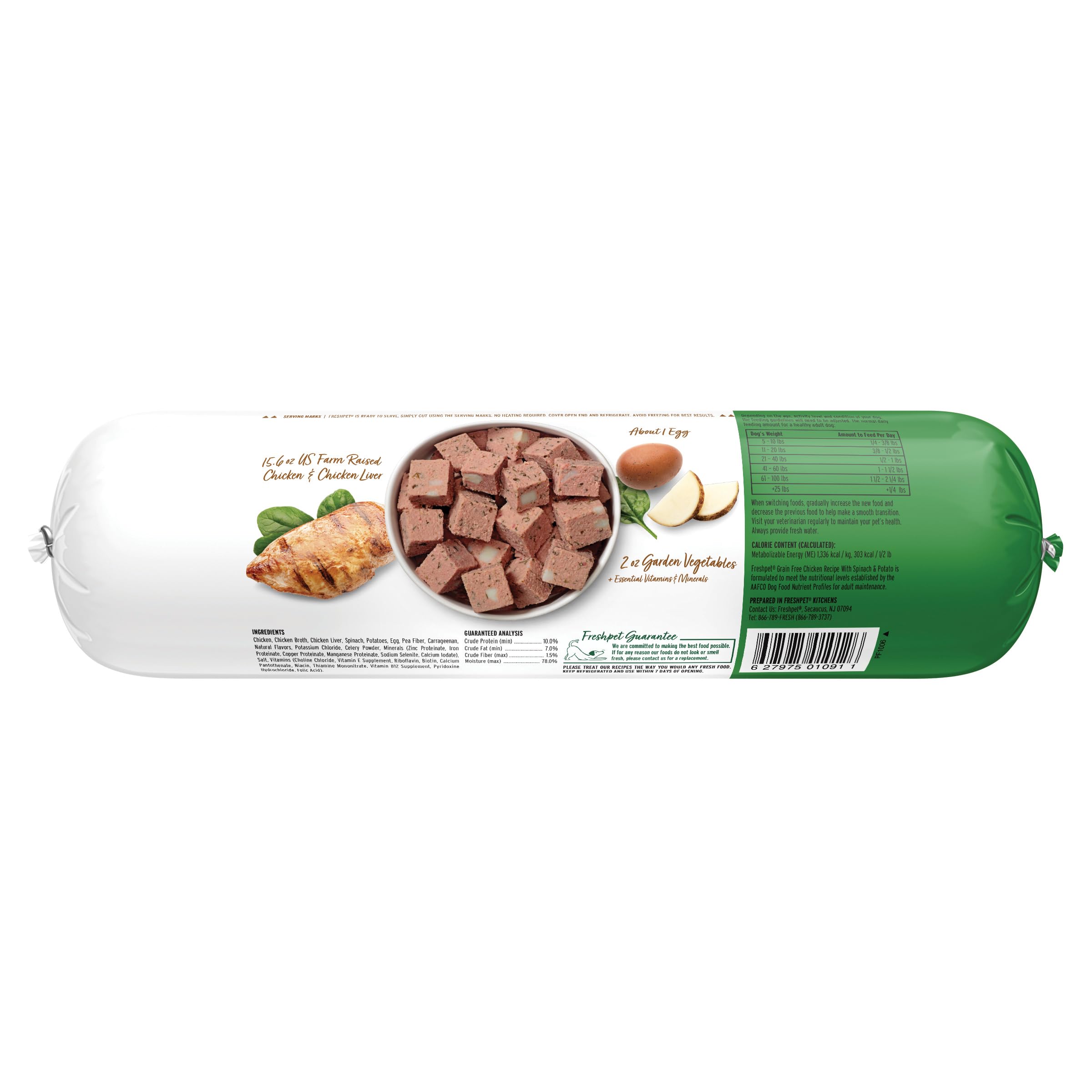 Freshpet Dog Food, Slice and Serve Roll, Grain Free Chicken Recipe, 1.5 Lb