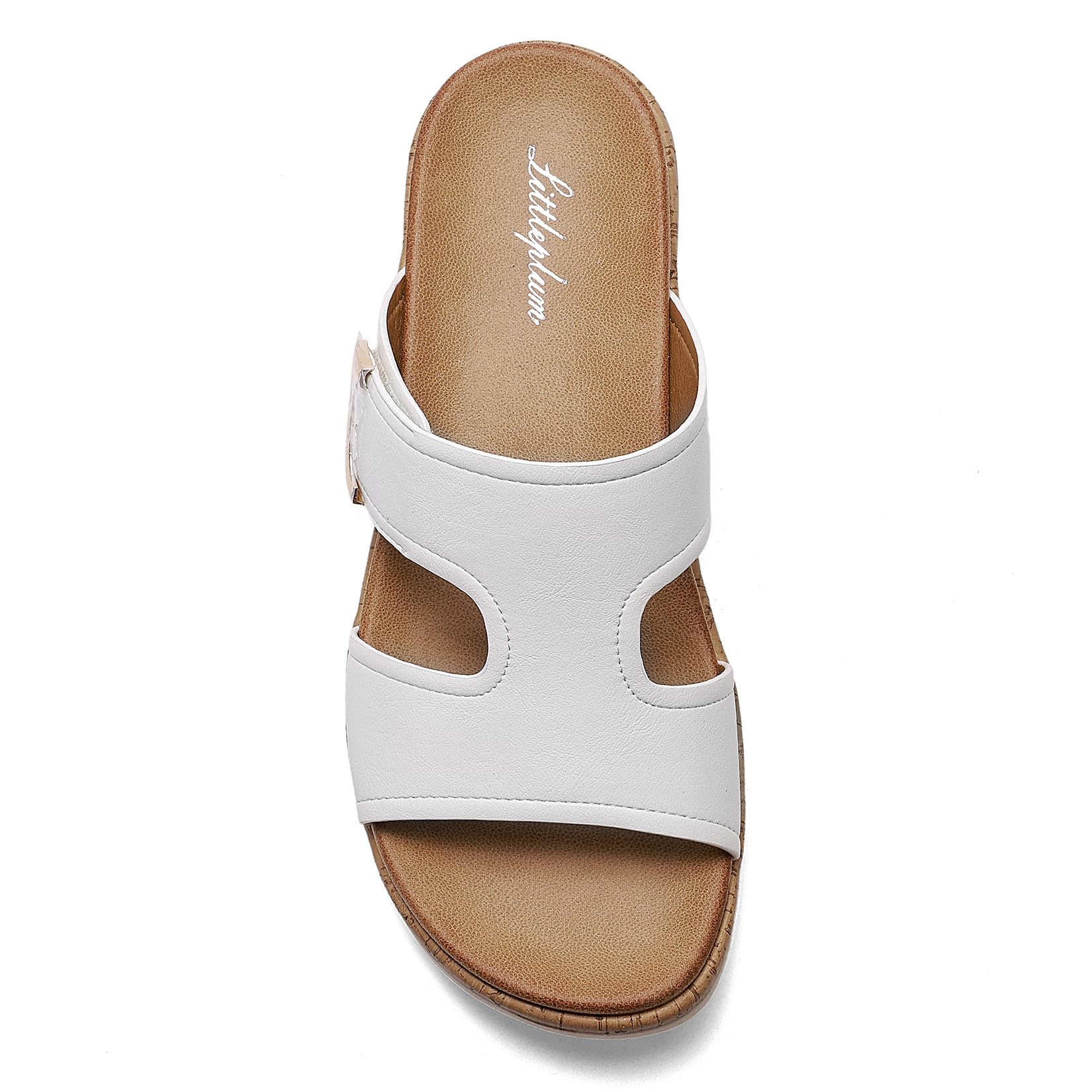 Littleplum Womens Sandals Arch Support Slides – Comfortable Flat Sandals for Women, Summer Breathable Flip-flops Walking Shoes for Beach,Travel White Size 9.5