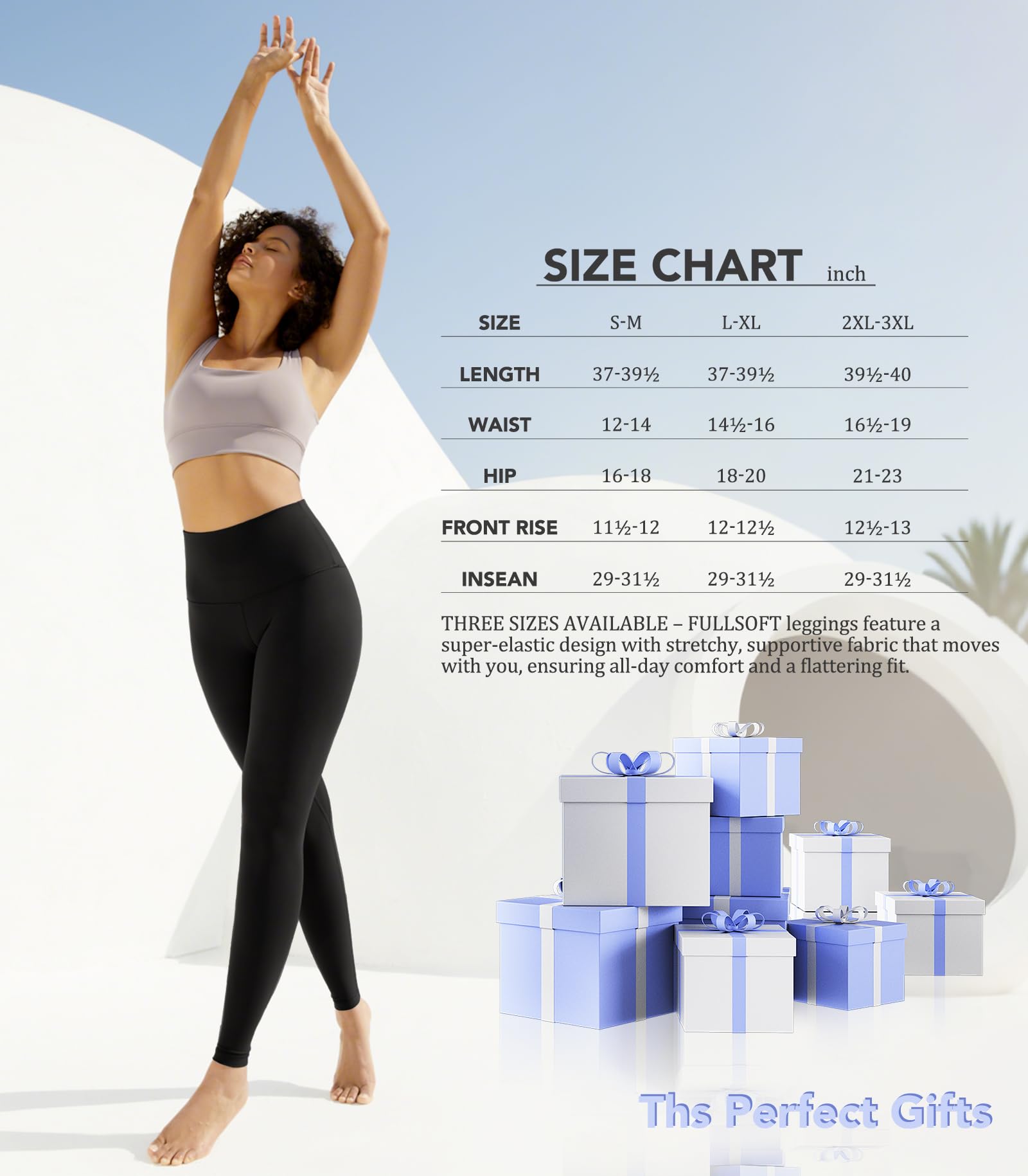 FULLSOFT Buttery Soft Black Leggings for Women - High Waisted Tummy Control No See Through Workout Clothes for Women Yoga Cycling Spandex Tights Butt Lifting Pants Fitness Clothing(Black,S-M)