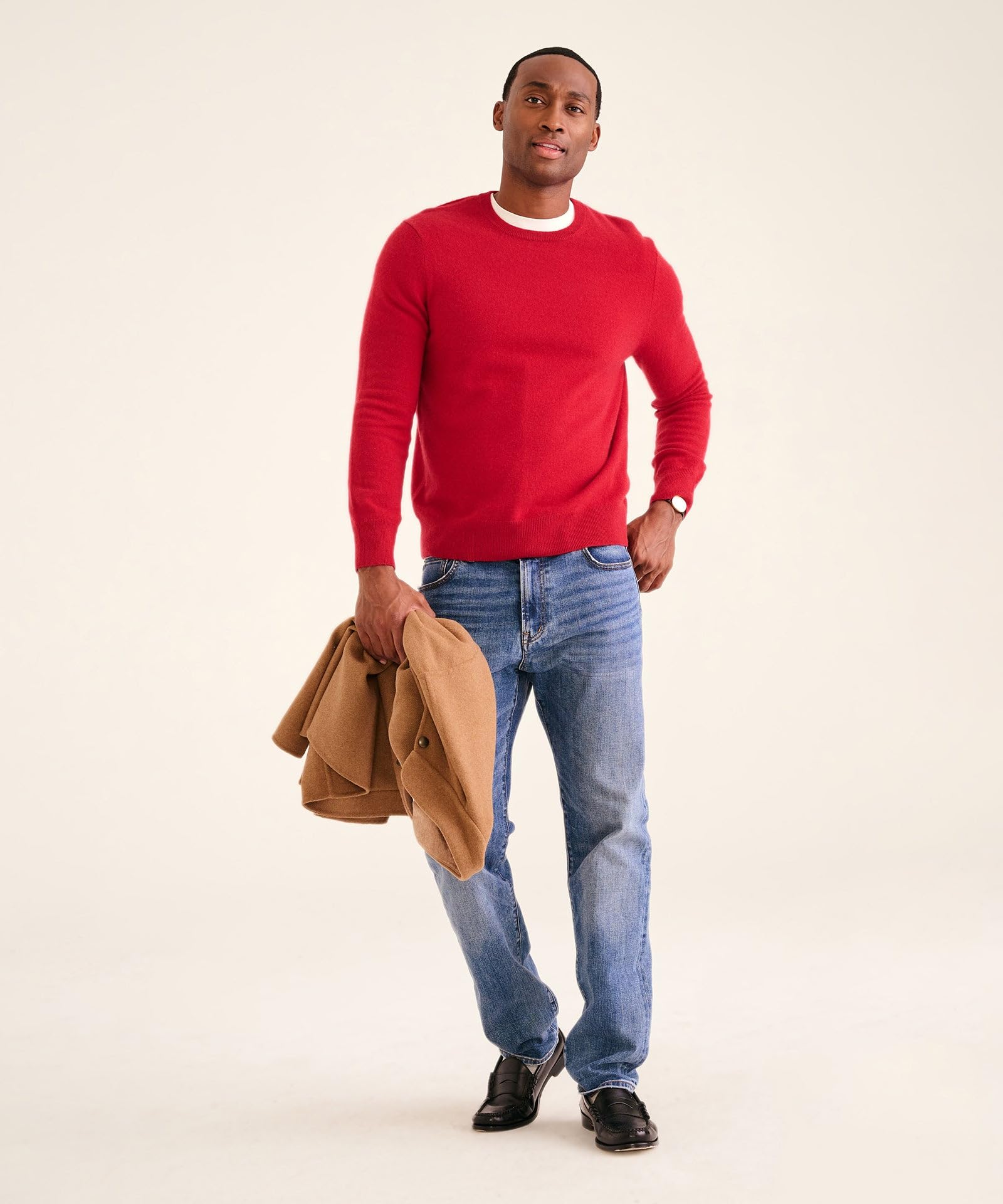 NAADAM The Original Cashmere Crewneck Sweater,Red,XL