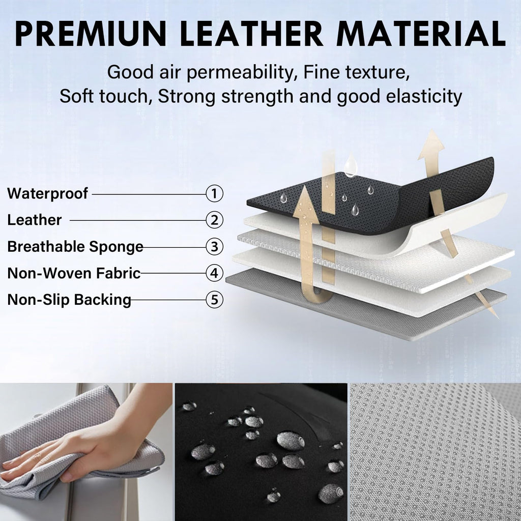 Coverado Car Seat Covers Full Set, Nappa Leather Seat Covers for Car, Waterproof Car Seat Protector with Lumbar Support, Automotive Seat Covers Universal Fit for Most Cars SUV Trucks (Beige)