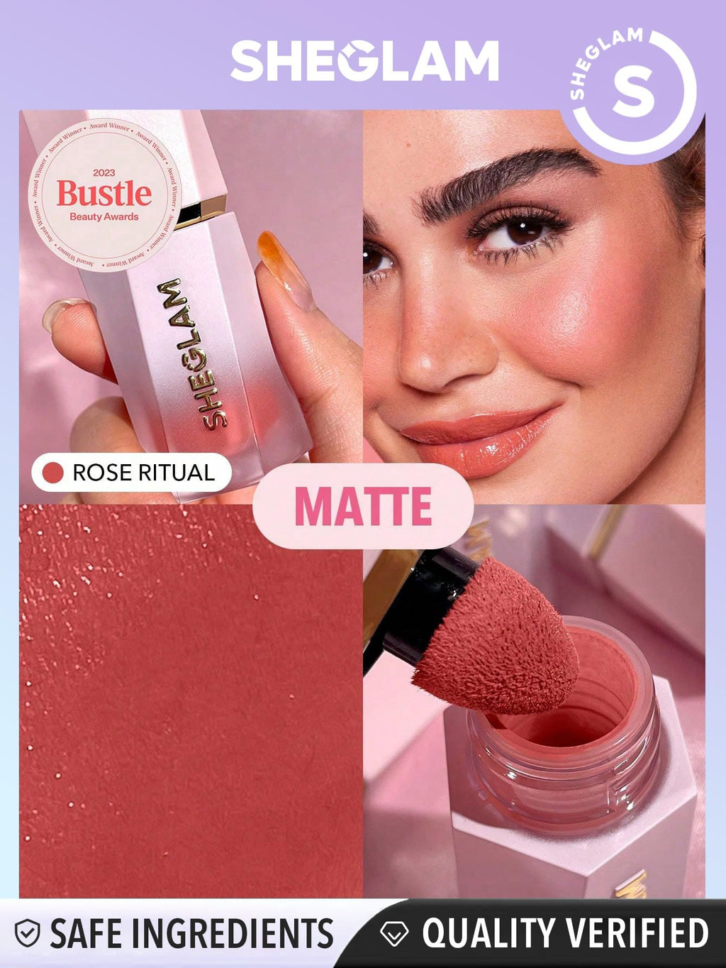 SHEGLAM Color Bloom Liquid Blush Makeup for Cheeks Matte Finish - Rose Ritual