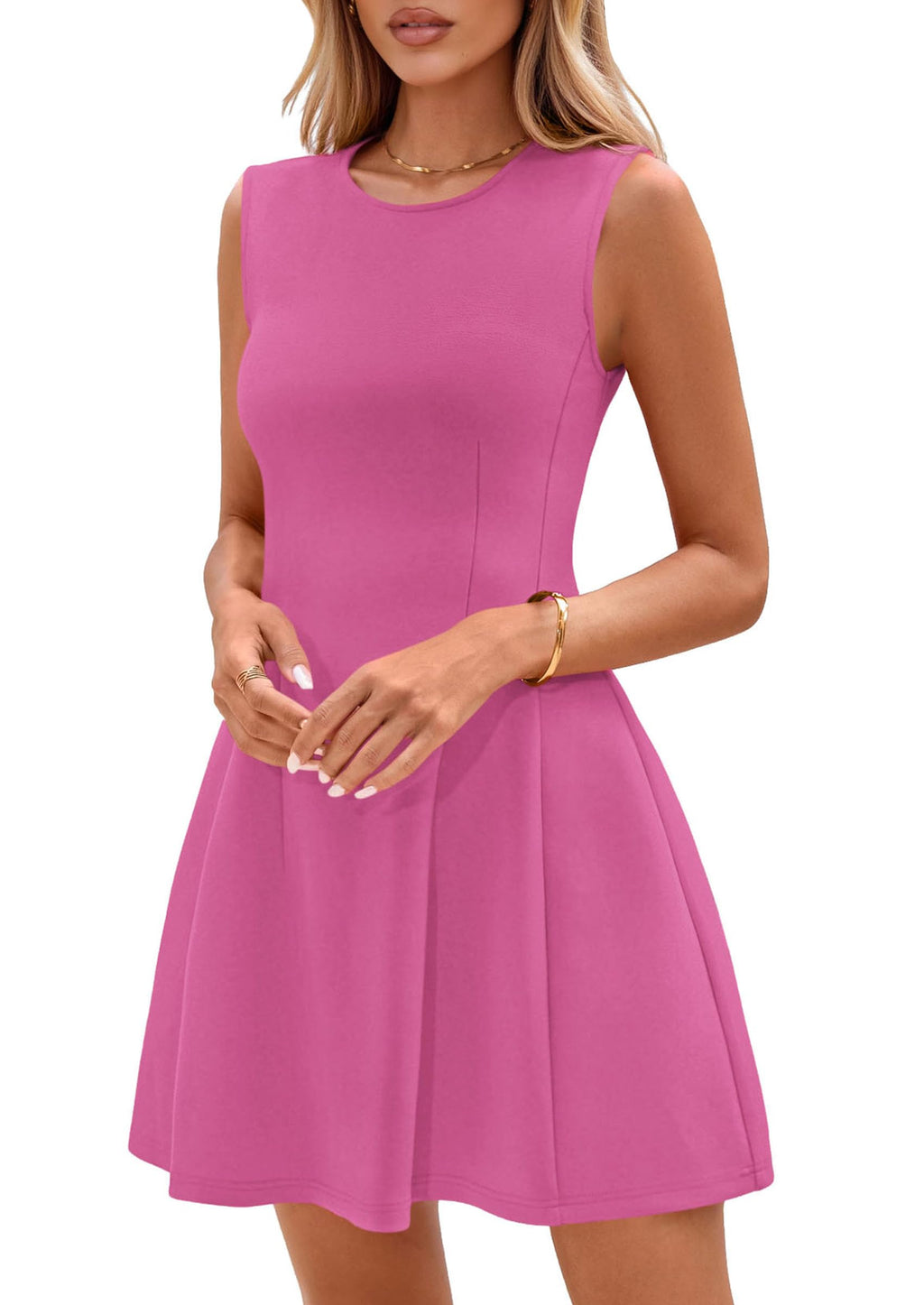 PRETTYGARDEN Summer Dresses for Women 2026 Elegant Classy Spring A Line Business Casual Work Graduation Cocktail Short Dress (Rose Pink,XX-Large)