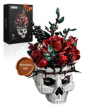 iATOM Skull Roses Flower Bouquet Building Set, Botanical Collection Kit for Adult Women, Gift for Valentines Day for Her/Girlfriend/Mom/Wife/Couple, Goth Horror Skeleton Pot Home Table Decor Aesthetic