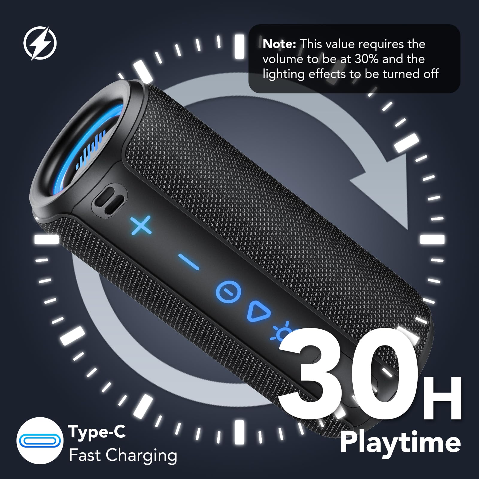 TIMU Portable Bluetooth Speaker, 25W Super Loud Wireless Speaker: Boost Bass 3.0, Bluetooth 5.4, 30H Playtime, 8 RGB Modes, IPX7 Waterproof, TWS Pairing, for Outdoor/Home/Party, Gift Ideas（Black）
