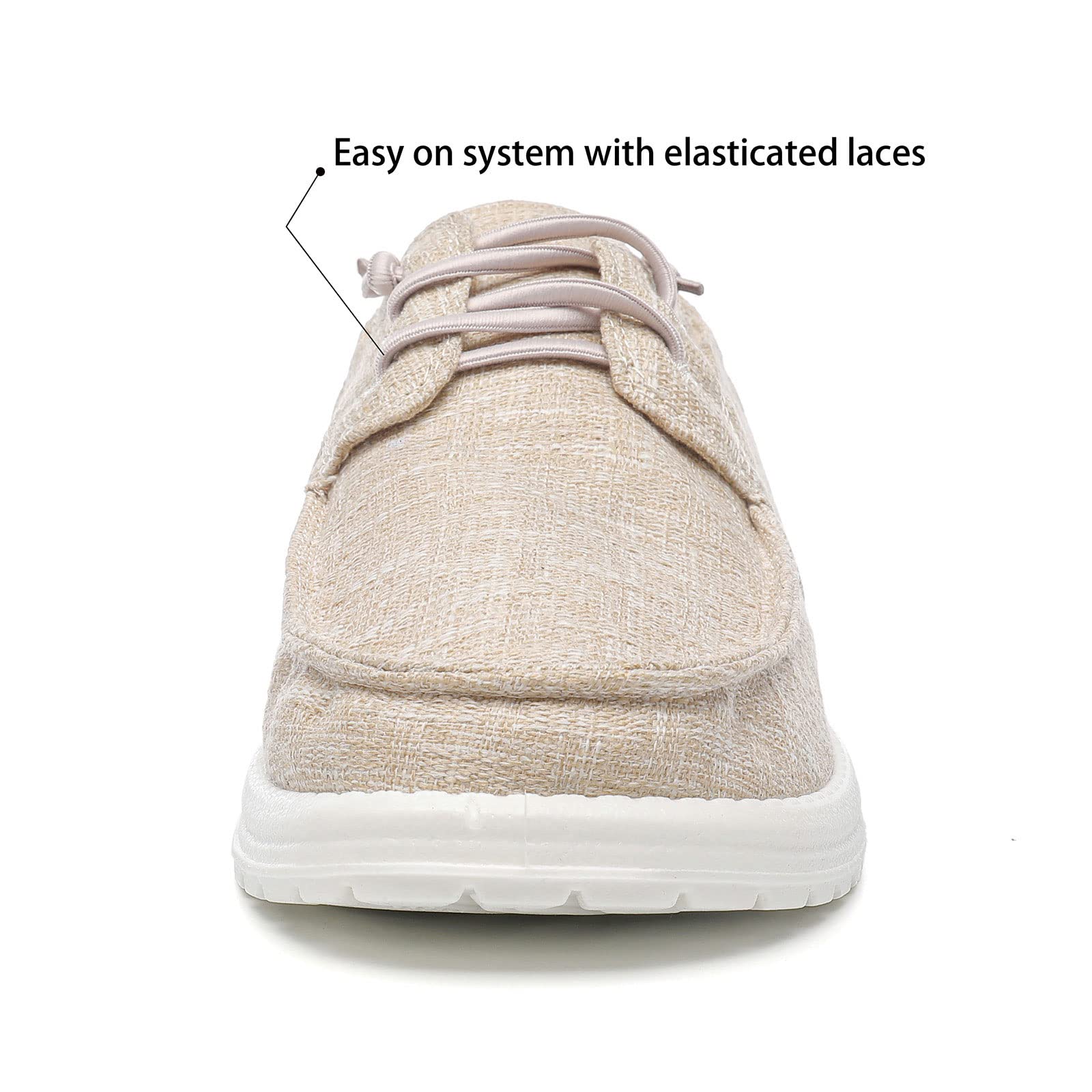 Betrue Men's Boat Shoes Slip On, Lightweight Soft Deck Shoes, Men Loafers Canvas Shoes, Soft Cloth Loafers for Men (BE2010A-BEG-45)