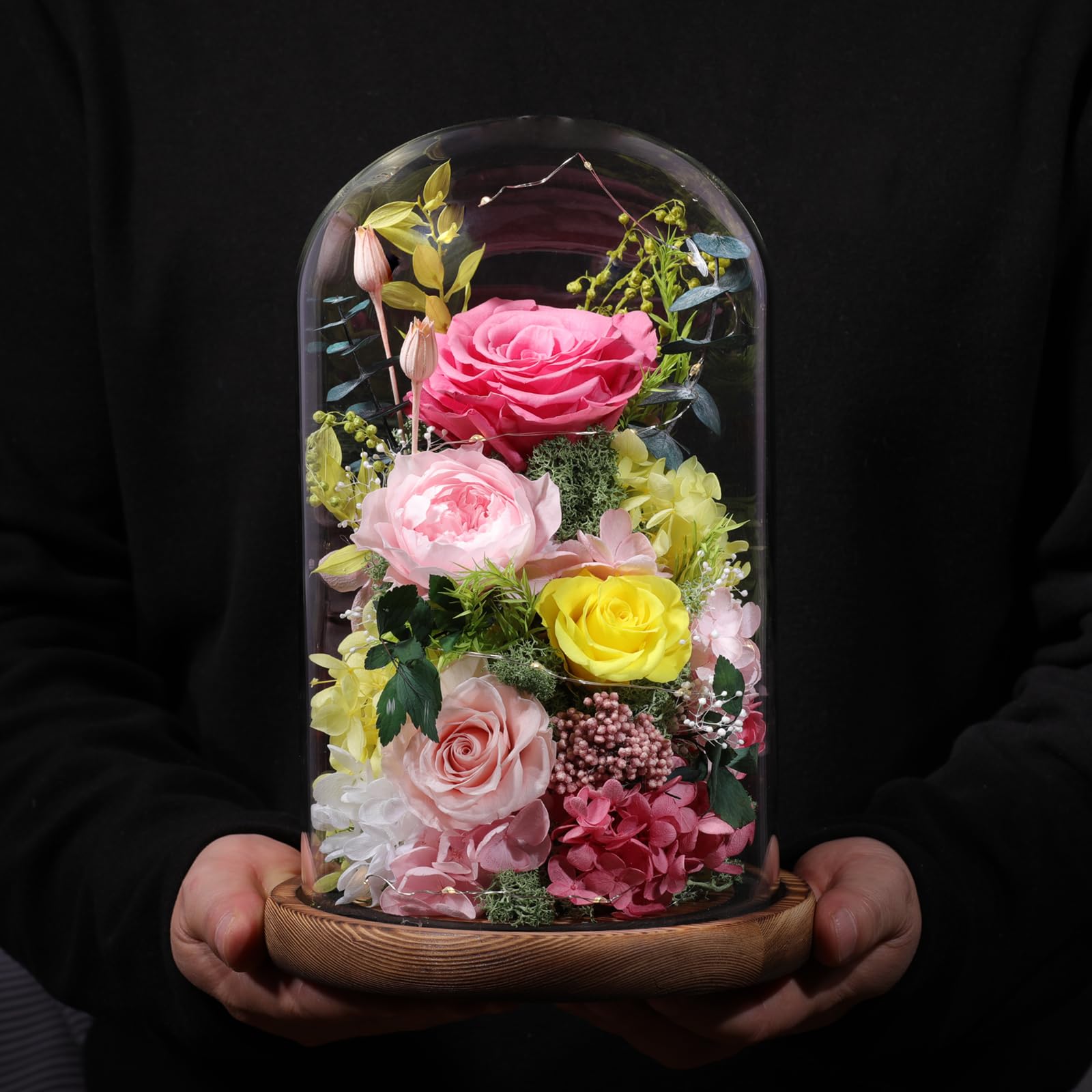lovenfold Flowers for Delivery Preserved Flowers Rose in Glass Dome,Pink Rose Forever Flowers Birthday Gifts for Women Mom Grandma Friend for Her,Home Decor
