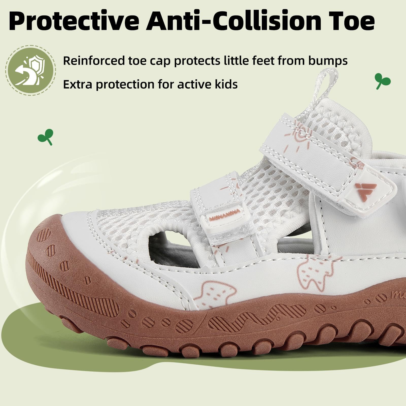 Mishansha Toddler Sandals Kids Walking Shoes Boys Girls Anti-Collision Breathable Sandals Toddler Adjustable Strap Non-Slip Outdoor Sneakers for Hiking Sports Trail Running White Little Kid 3.5