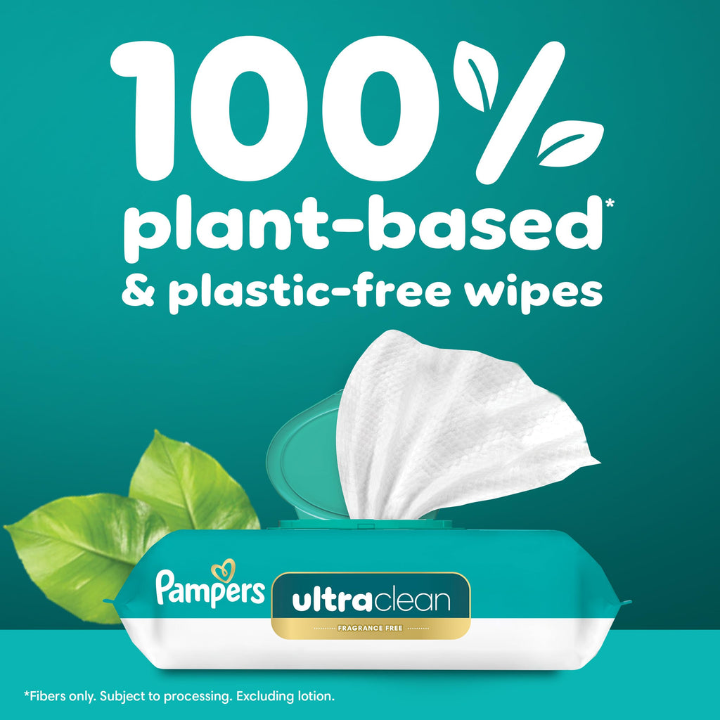 Pampers Ultra Clean Baby Wipes (Previously 'Free & Gentle'), 99% Water, Hypoallergenic, Unscented, 100% Plant Based, Plastic-Free, 936 Baby Wipes Total (12X Flip-Top Packs) [Packaging May Vary]
