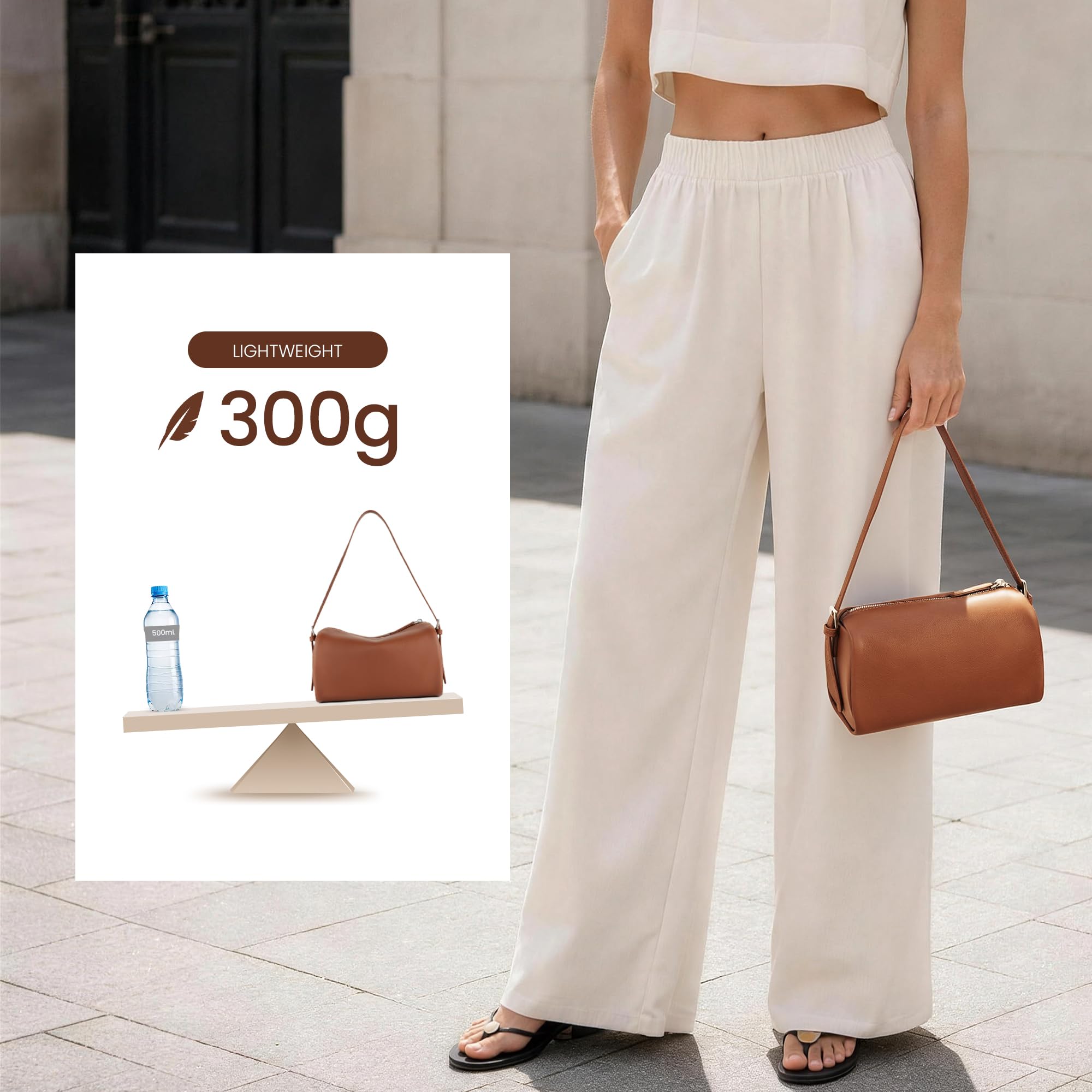 befen Brown Leather Crossbody Bag for Women, Small Genuine Leather Hobo Purse, Soft Top Grain Leather Barrel Bag with RFID Card Slots