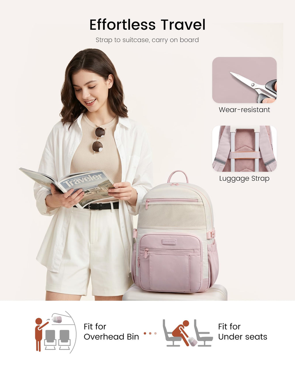 LOVEVOOK Laptop Backpack for Women with Giant Tumbler Holder - DIY Cute 15.6Inch Work Computer Travel Backpack with Laptop Compartment, Large Capacity College Commuter Teacher Purse Bag, Gift Pink