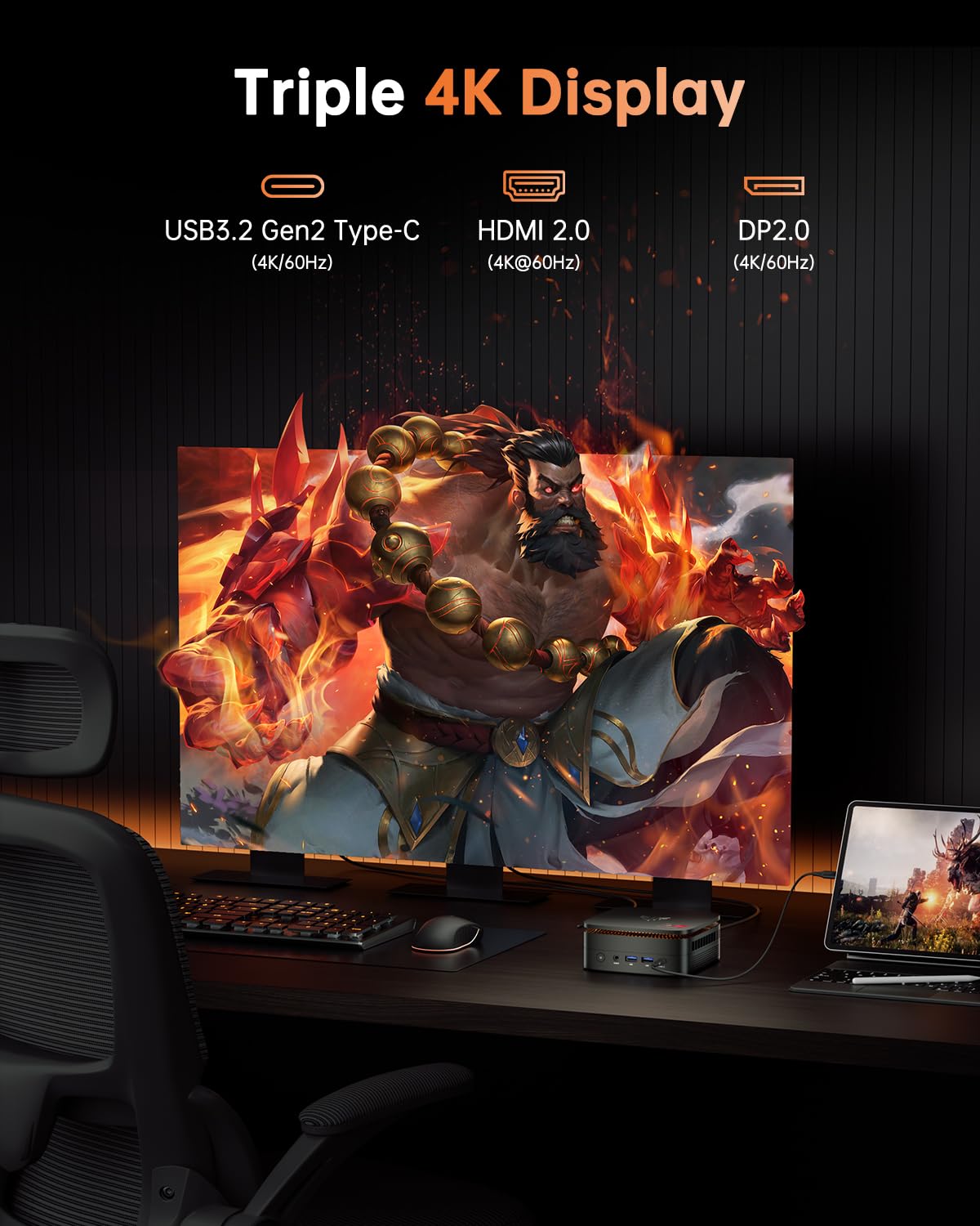 KAMRUI Hyper H1 Mini Gaming PC, AMD Ryzen 7 6800H, 32GB LPDDR5 6400MHz 1TB M.2 NVMe PCIe3.0x4 SSD Mini PC(8C/16T,up to 4.7GHz), 16MB L3 Smart Cache, Triple 4K Display/WiFi6/BT5.2/Mini Desktop PC