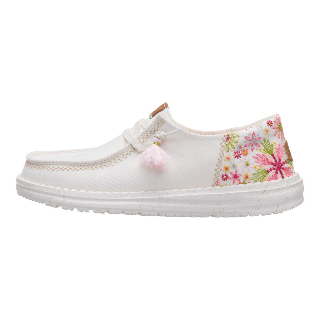 HEYDUDE Wendy Funk Embroidered Floral Ivory/Multi Size 8, Women’s Shoes, Slip-on Loafers, Comfortable & Light-Weight