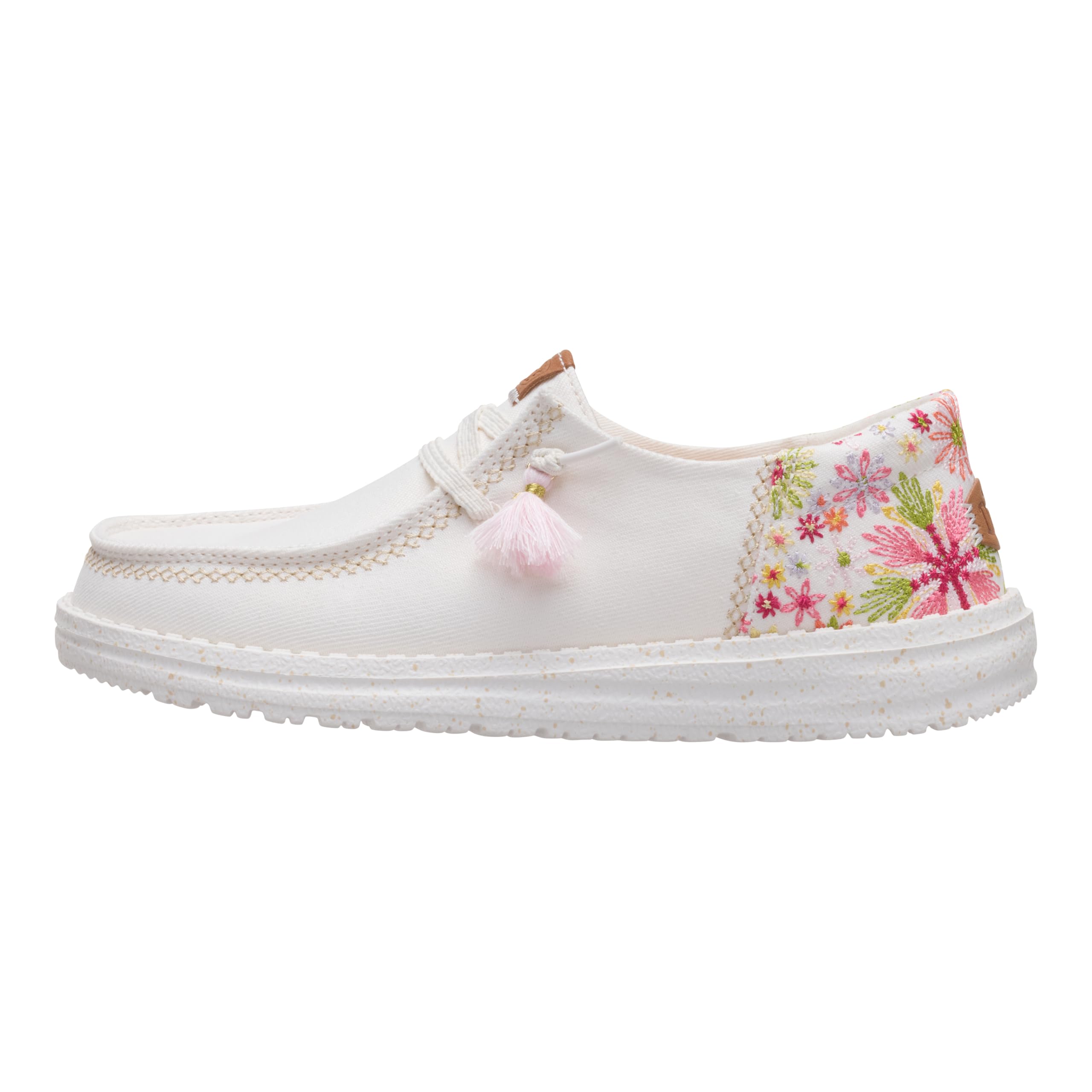 HEYDUDE Wendy Funk Embroidered Floral Ivory/Multi Size 8, Women’s Shoes, Slip-on Loafers, Comfortable & Light-Weight