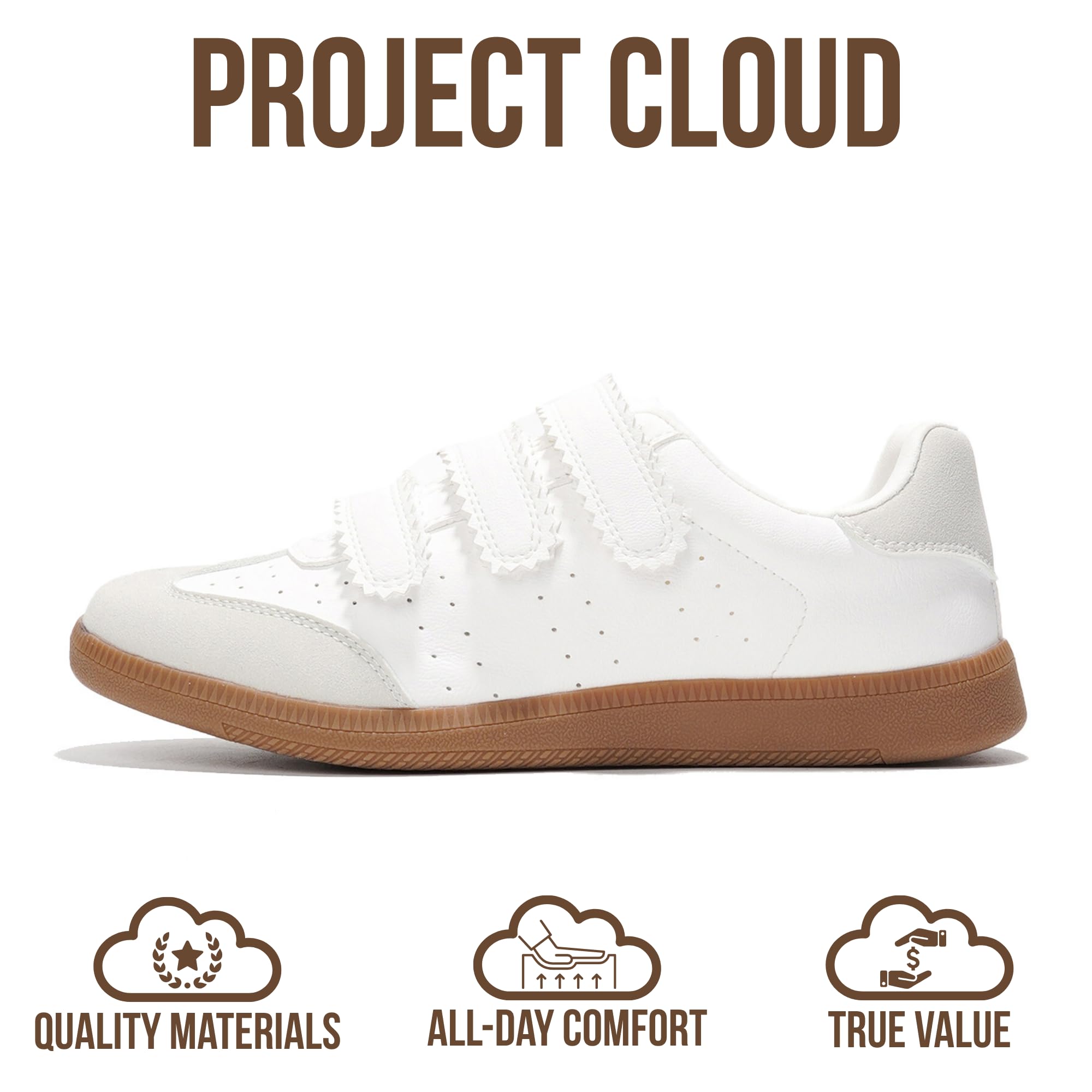 Project Cloud Sneakers for Women – Stylish & Comfortable Women's Fashion Sneakers with Memory Foam Insole – Lightweight Vegan Leather Womens Shoes – Fashion Shoes for Women (Ysabelle,Whit,8) White