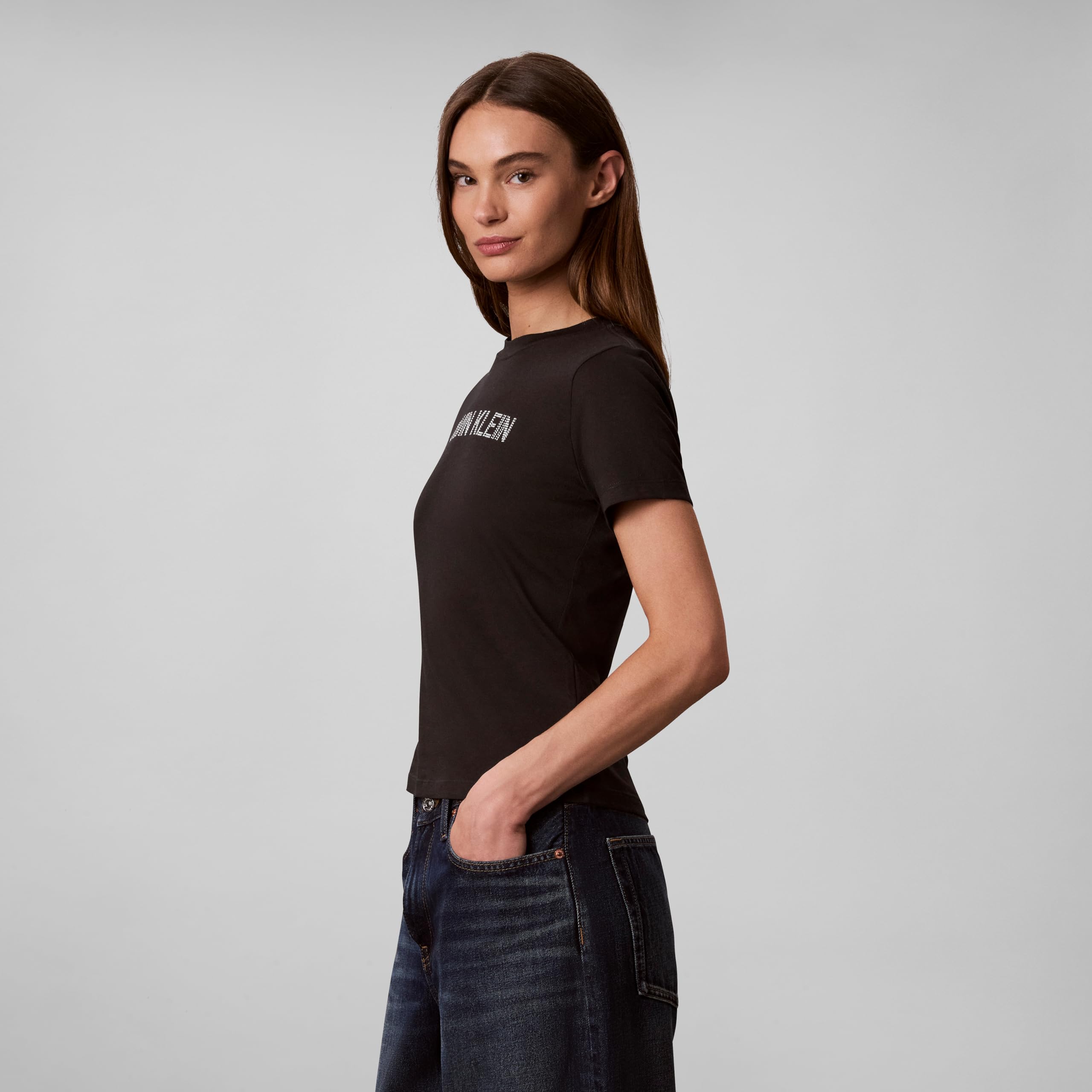 Calvin Klein Slim Fit Cotton Modal Monogram Tee Black