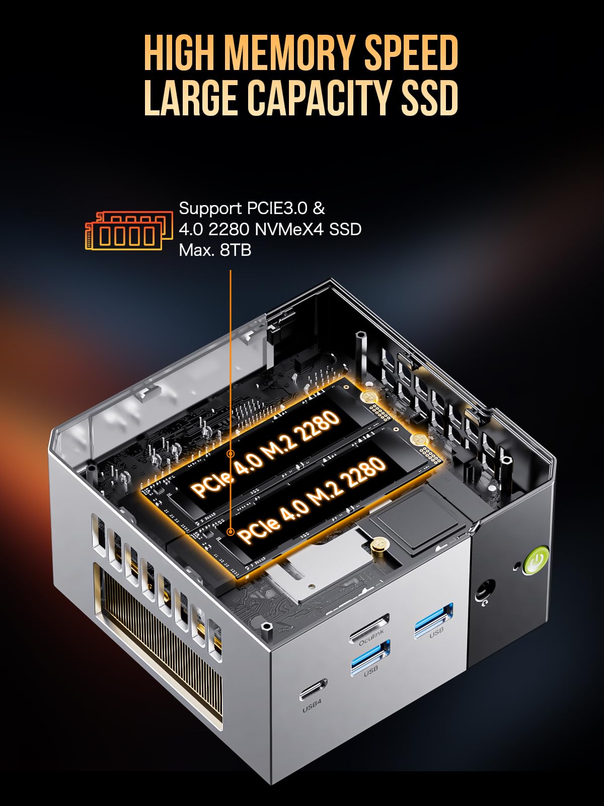 GMKtec AI Mini PC AMD Ryzen AI 9 HX-370(5.1GHz | 80 Tops | Radeon 890M) 32GB 1TB SSD Mini Gaming Computers Oculink/USB 4.0 /Triple Screen 8K Display/WiFi 6/ EVO-X1