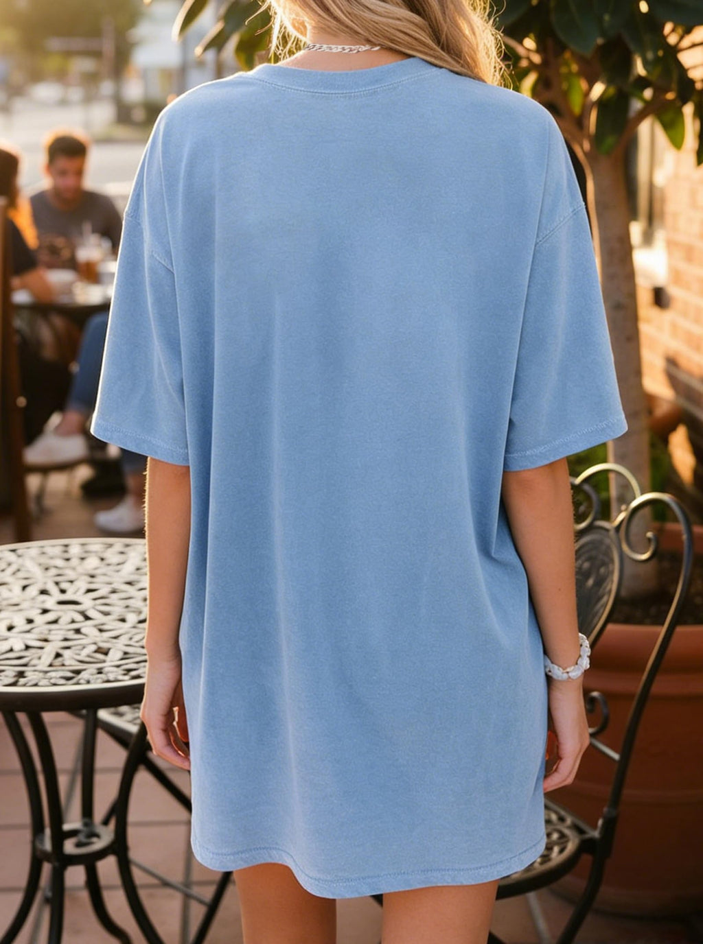 Remidoo Women's Casual Oversized Tshirt Short Sleeve Graphic Tee Flower Loose Shirts Blue Small