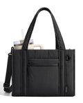BAGSMART Boxy Tote Bag for Women, Crossbody Bag with Zipper, Crush Bow Purses for Travel Work College, Black, Small