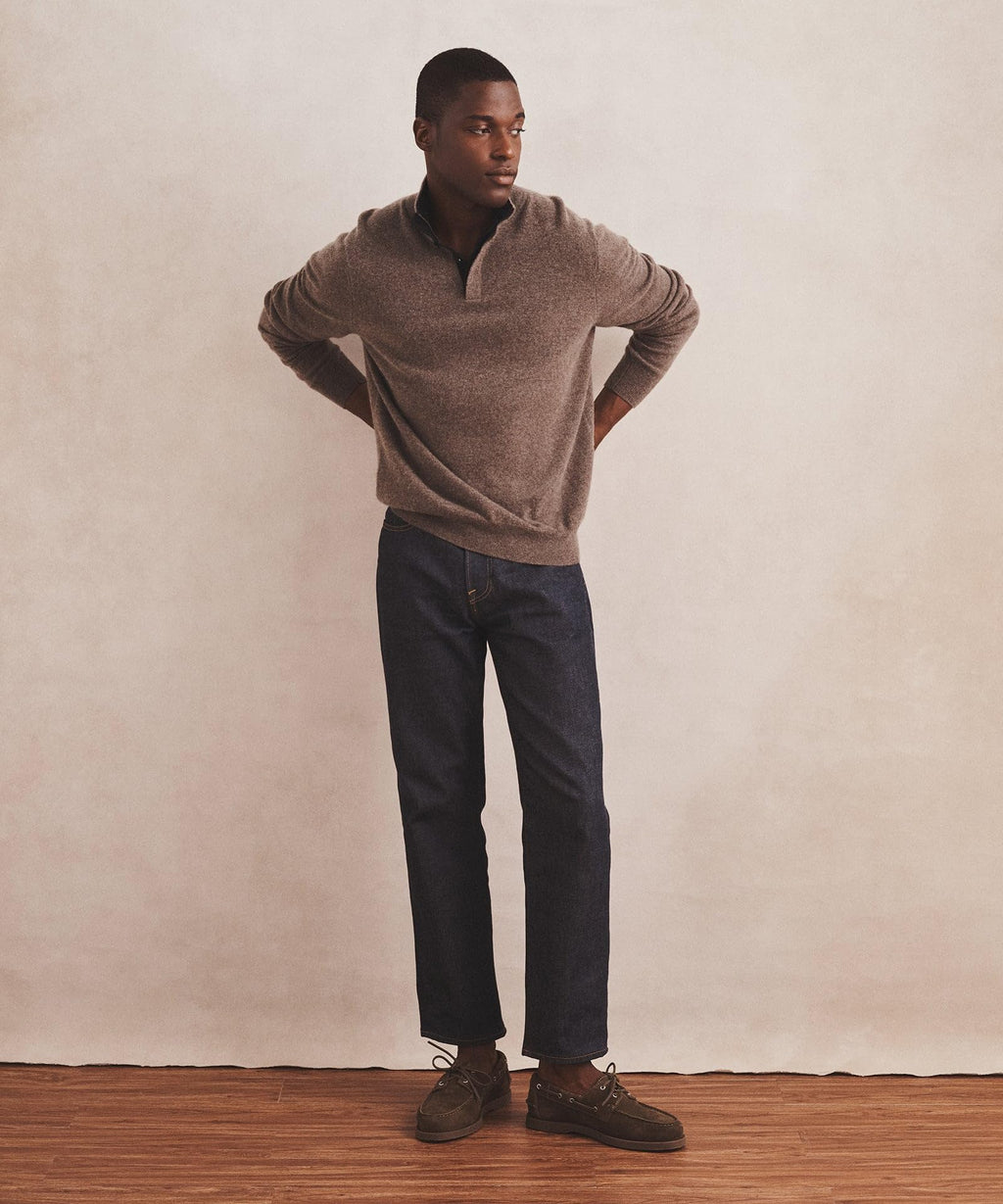 NAADAM, Signature 100% Cashmere Quarter Button Down Sweater, Cacao, M