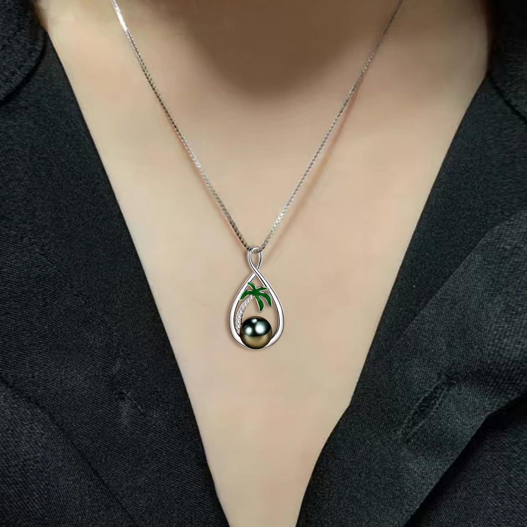 NONNYL Birthday Gifts for Women Wife Gift Anniversary,Tahitian Pearl Necklace, Mothers Day Gifts for Mom Wife Women Jewelry Gift, Christmas Valentine's Day for Her (Tahitian Black Pearl)