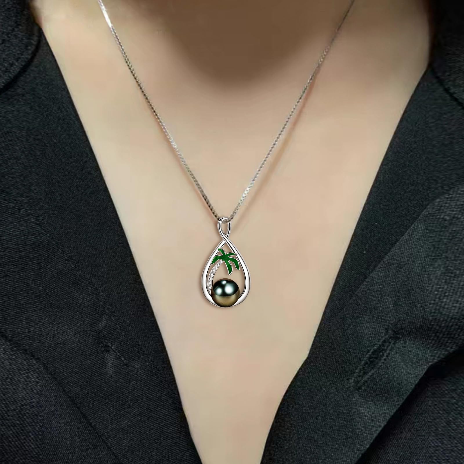 NONNYL Birthday Gifts for Women Wife Gift Anniversary,Tahitian Pearl Necklace, Mothers Day Gifts for Mom Wife Women Jewelry Gift, Christmas Valentine's Day for Her (Tahitian Black Pearl)