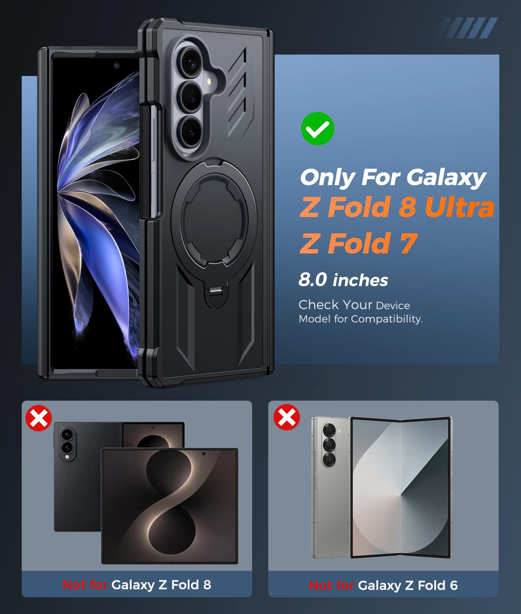 FNTCASE for Samsung Galaxy Z Fold 8 Ultra Case with 360 Magnetic Stand
