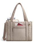 BAGSMART Boxy Tote Bag for Women, Crossbody Bag with Zipper, Crush Bow Purses for Travel Work College, Tan, Large