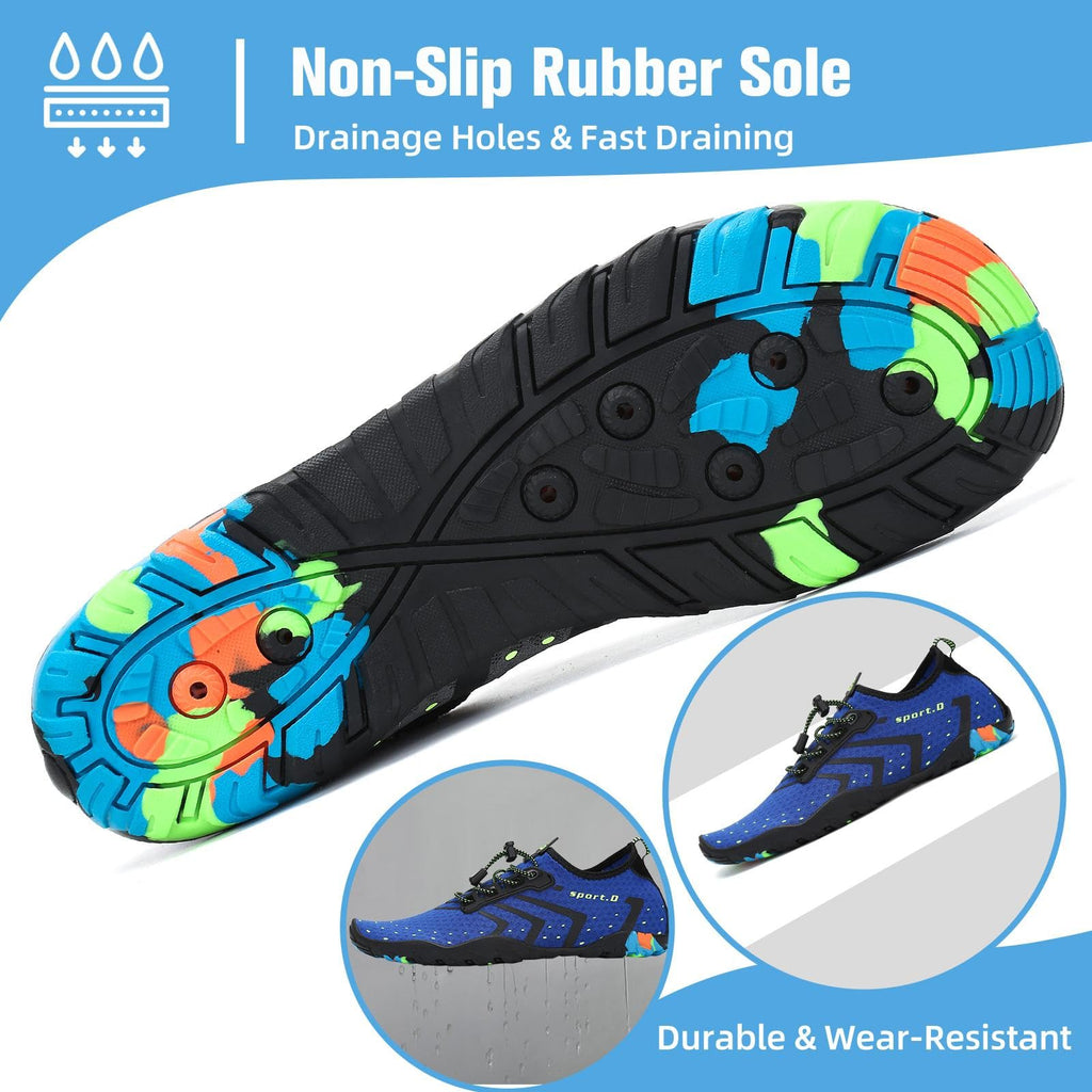 Mishansha Water Shoes for Women Men, Quick-Dry Barefoot Swim Shoes with Drainage Holes, Lightweight Aqua Shoe for Beach Pool River Boating Yoga Walking 14.5 Women/13 Men Cobalt Blue