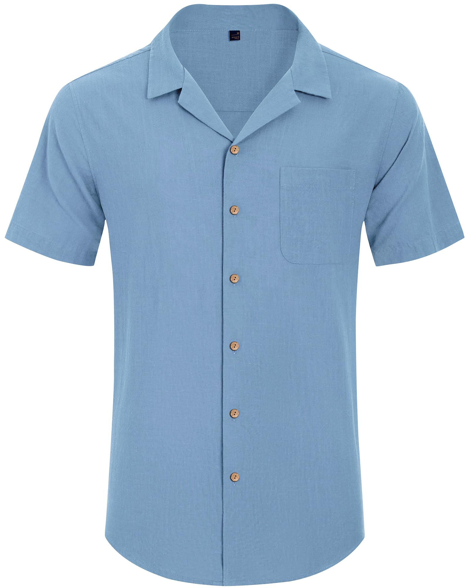 Alimens & Gentle Mens Summer Shirts Short Sleeve Button Down Linen Shirts Cotton Summer Beach Cuban Vacation Hawaiian Shirts